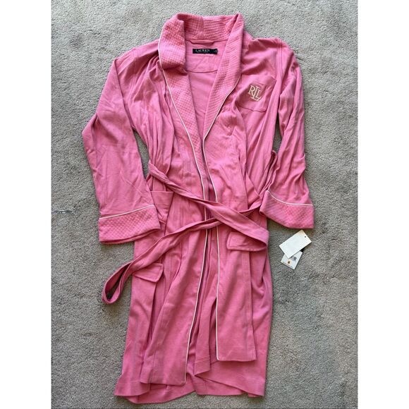 NWT Lauren Ralph Lauren Interlock Quilted Shawl-Collar Robe, Small $78 B9 - Picture 3 of 7
